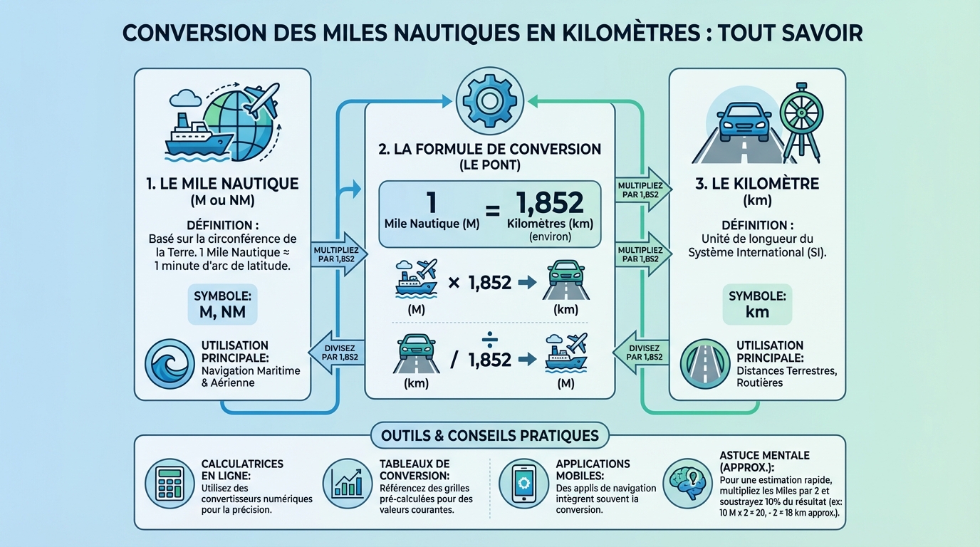 Comment convertir des miles nautiques en kilomètres ?