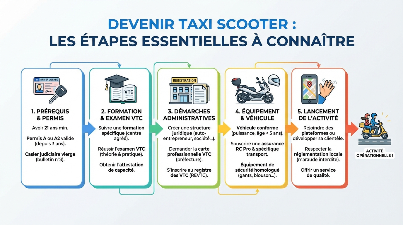 Les étapes pour devenir taxi scooter