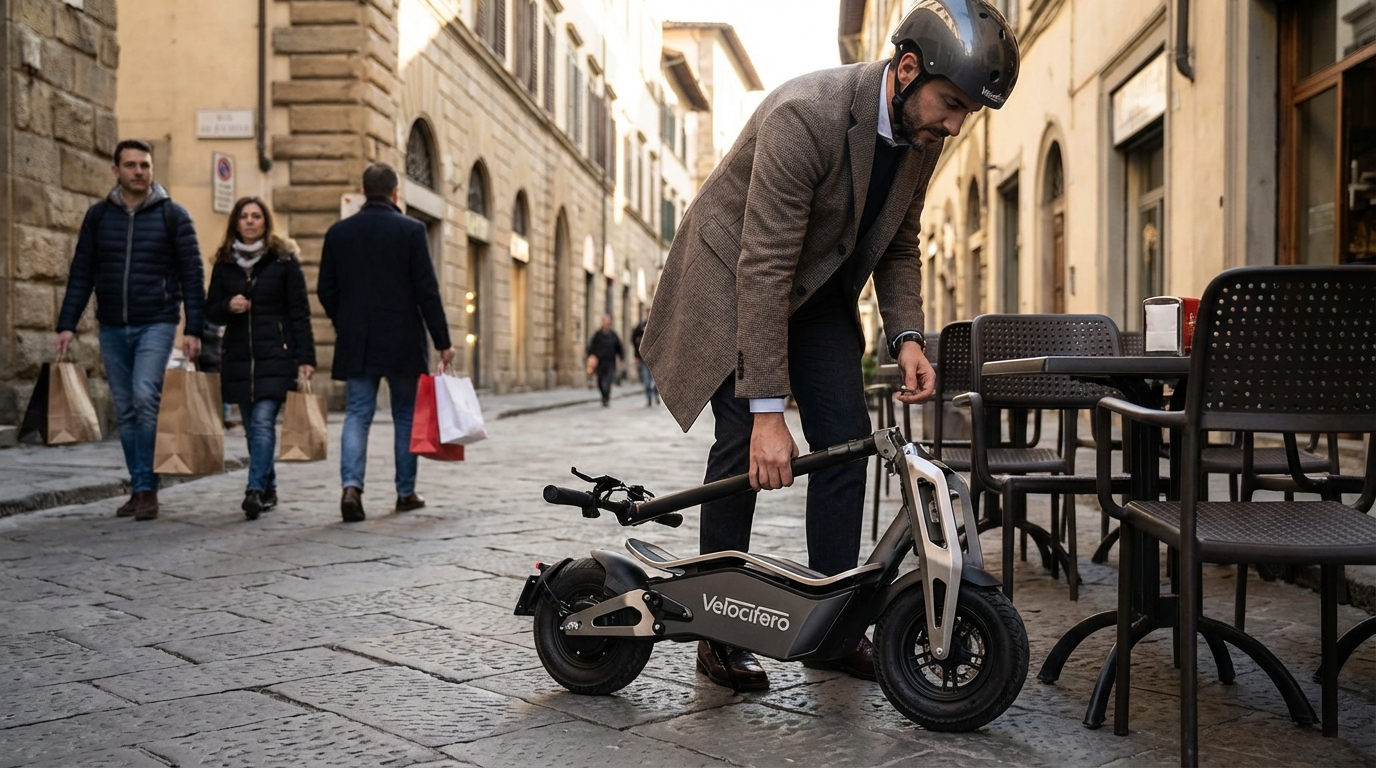 La trottinette électrique velocifero, la compacité au service du style