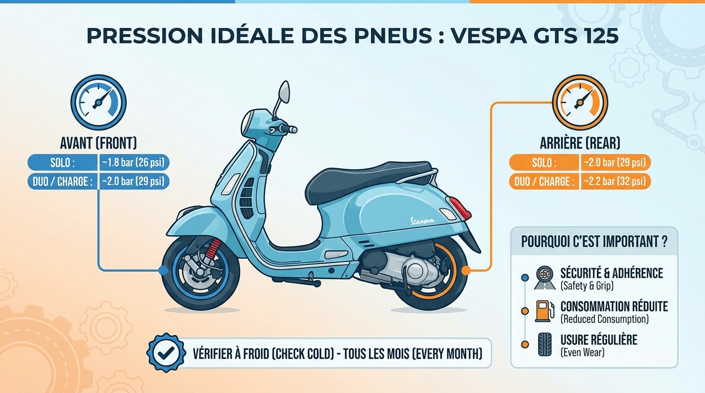 Pression idéale pour Vespa GTS 125