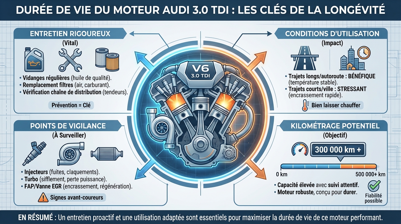 Durée de vie du moteur audi 3.0 TDI : ce qu'il faut savoir 1 Astuces pour prolonger la durée de vie