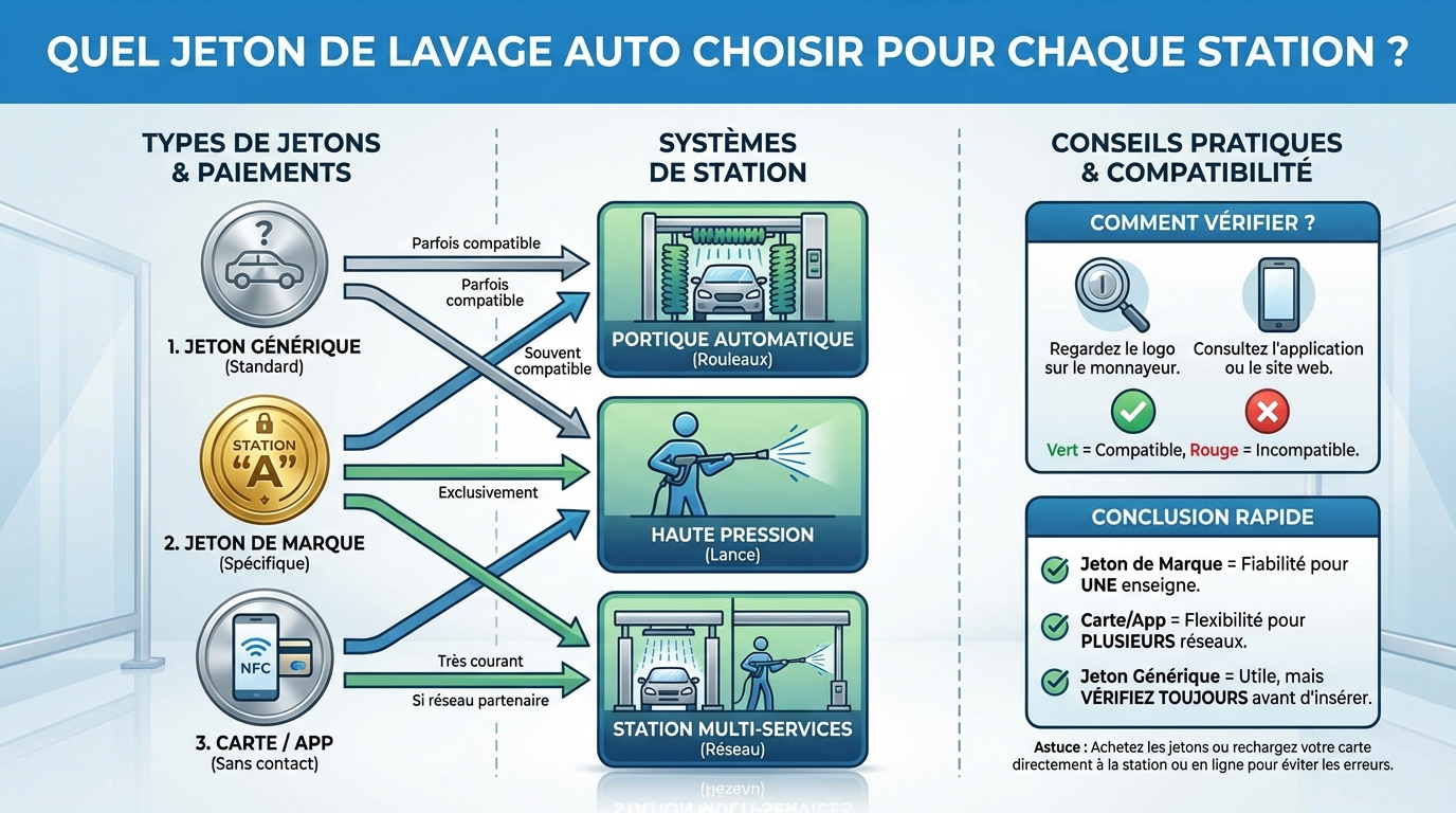 Quel jeton de lavage auto choisir pour chaque station ? 1 Comprendre les jetons de lavage auto