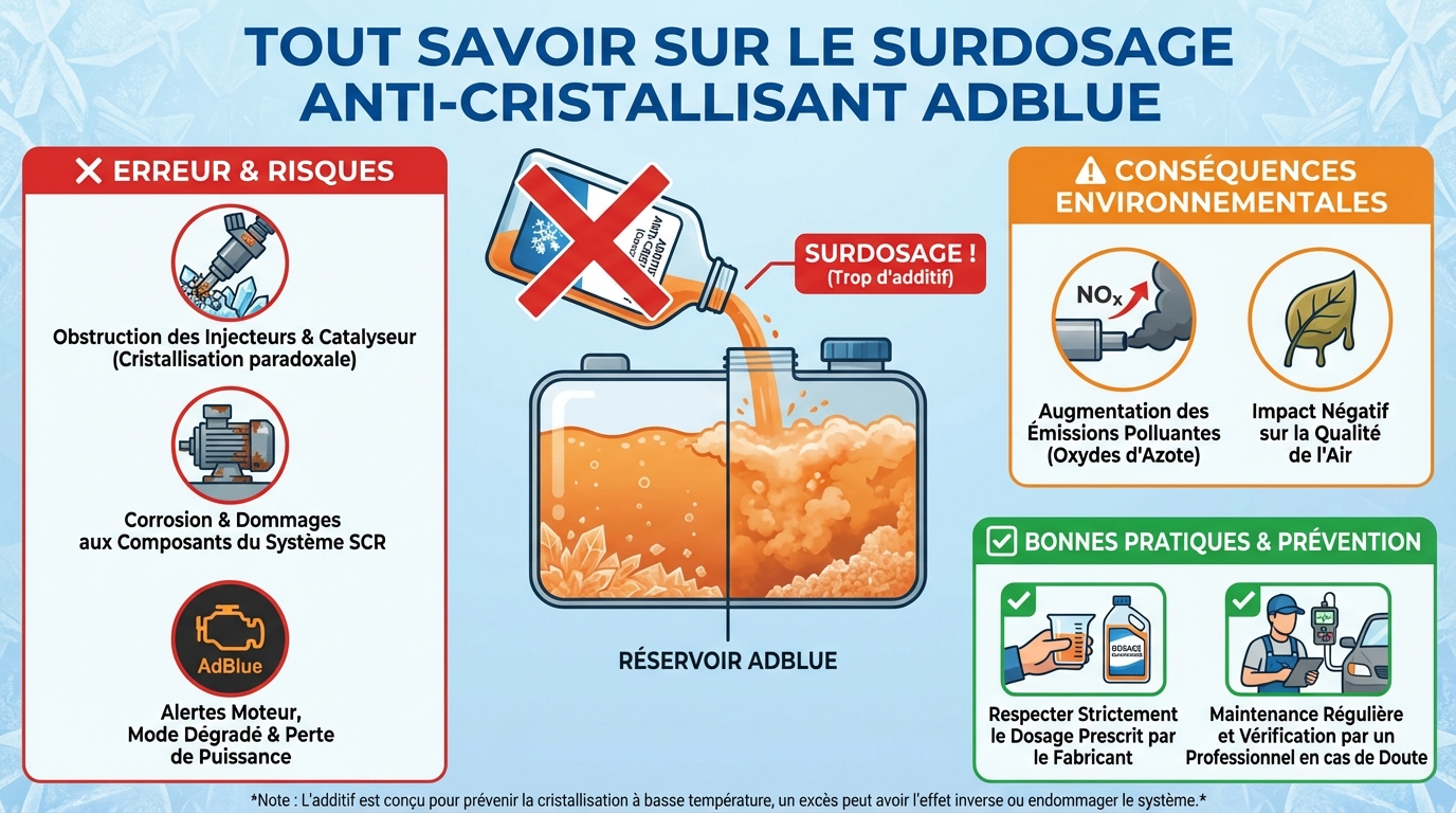 Tout savoir sur le surdosage anti-cristallisant adblue 1 Risques du surdosage d'anti-cristallisant AdBlue